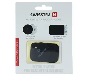 Swissten Zestaw metalowej etykiety samoprzylepnej i podkładki do magnetycznych uchwytów samochodowych (opakowanie detaliczne)
