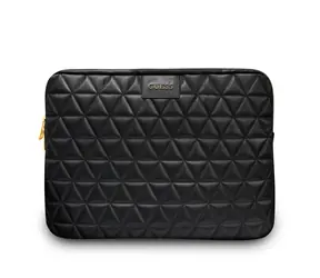 Guess Pikowana torba na laptopa 13" czarna / skóra EKO