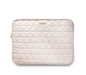 Guess Pikowana torba na notebooka 13" różowa / skóra ECO