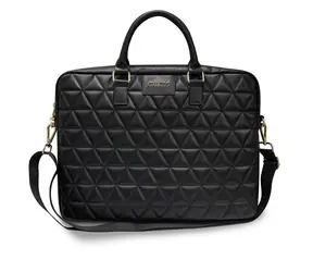 Guess Pikowana torba na laptopa 15" czarna / skóra EKO