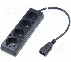 Zasilacz OEM 230V do UPS - 1x IEC C14 do 4X CEE 7 5 (FR / CZ) / max 10A / długość 30 cm