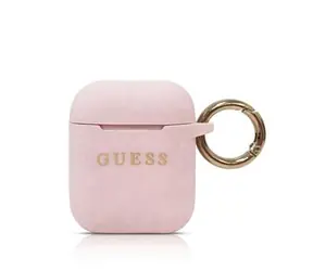 Guess Silikonowe etui do słuchawek Airpods w kolorze różowym