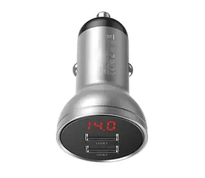 Baseus CCBX-0S Ładowarka samochodowa USB / wyświetlacz LED / 5V / 2,4A / 2x USB-A / do zapalniczki samochodowej