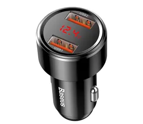 Ładowarka samochodowa Baseus Magic Dual QC USB / 45W / 2x USB-A / QC 3.0 / 6A / wyświetlacz LED / czarna