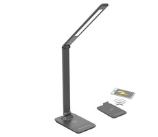 Ściemnialna lampa LED Solight WO55-G z bezprzewodowym ładowaniem w kolorze szarym / zmianą chromatyczności 