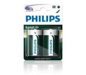 Bateria Philips D LongLife chlorek cynku - 2 szt./blister