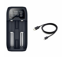 Ładowarka akumulatorów Solight DN27 / Li- ION i LiFePO4 i Ni-MH / CD i AA i AAA, 18650 / 2000mA / 2 kanały / wyświetlacz LCD