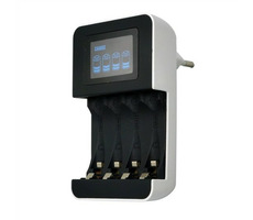 Ładowarka Solight DN25 z wyświetlaczem LCD / AC 230V / 450mA / 4 kanały / AA i AAA / sterowana mikroprocesorem