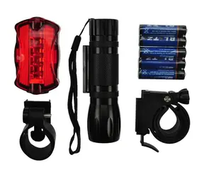 Zestaw lampek rowerowych Solight WL19 / przód 3W LED + tył 5x LED / 2x uchwyt / 5x baterie AAA