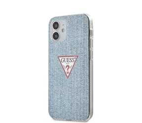 Etui Guess z Denim Triangle z PC i TPU do Apple iPhone 12 mini jasnoniebieskie