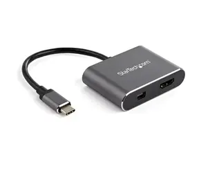 StarTech Multiport Video Adapter USB-C do HDMI 2.0 i Mini DisplayPort 1.2 srebrny / 4K 60Hz / Thunderbolt 3