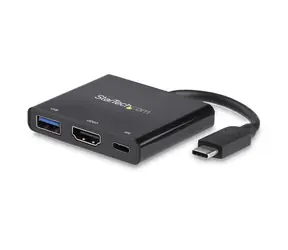 Wieloportowy adapter wideo StarTech USB-C na HDMI i PowerDelivery 60 W czarny / 4K 30 Hz / Thunderbolt 3