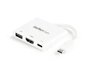 StarTech Multiport Video Adapter USB-C do HDMI 2.0 i USB-A i PowerDelivery 60 W biały / 4K 30 Hz / Thunderbolt 3