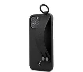 Skórzane etui Mercedes na pasek na rękę do Apple iPhone 12 mini, czarne