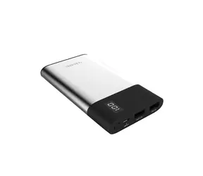 Terratec Powebank P80 Slim srebrny / 8000 mAh / 5V / 2.1A / 1x Micro-USB (wejście) / 2x USB-A