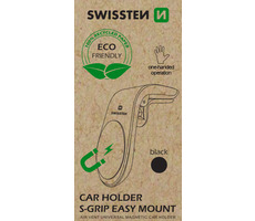 Swissten Easy MOUNT czarny (OPAKOWANIE EKO) / Metalowy, magnetyczny uchwyt samochodowy