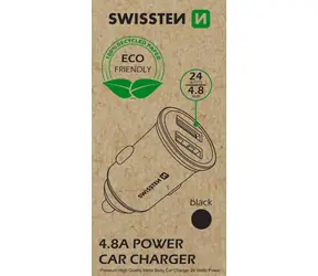 Adapter Swissten METAL CL 2x USB 4.8A czarny (OPAKOWANIE EKO)