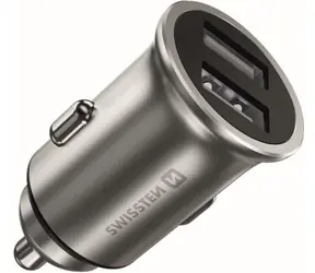 Adapter Swissten METAL CL 2x USB 4.8A srebrny (OPAKOWANIE EKO)