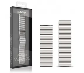Pasek metalowy Aligator 22mm srebrny
