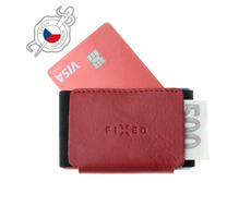 FIXED Tiny Wallet Skórzany portfel wykonany z prawdziwej skóry bydlęcej w kolorze czerwonym