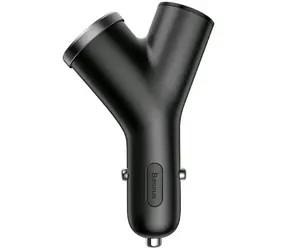Baseus CCALL-YX01 Y Type Dual USB + Extender ładowarka samochodowa czarna / 3,4A / 2x USB-A / do zapalniczki samochodowej