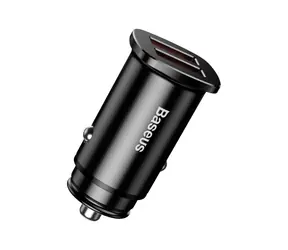 Baseus CCALL-DS01 Kwadratowa ładowarka samochodowa Dual USB QC3.0 czarna / 30W / 2x USB-A / do zapalniczki samochodowej