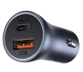Baseus TZCCJD-0G Golden Contactor Podwójna ładowarka samochodowa USB szara / 40W / 1x USB-A + 1x USB-C / 3A