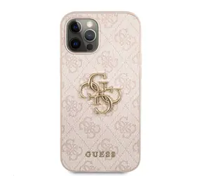 Tylna obudowa Guess PU 4G z metalowym Logo do Apple iPhone 12 i 12 Pro w kolorze różowym