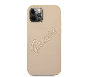 Tylna obudowa Guess PU Saffiano Vintage Script do Apple iPhone 12 i 12 Pro Gold