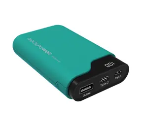 RealPower PB-7500C zielony / Power bank 7500 mAh / USB i USB-C / 5V / 2.1A