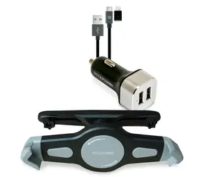 Zestaw samochodowy do tabletu RealPower / uchwyt na tablet i 2-portowa ładowarka USB / microUSB do Lightning