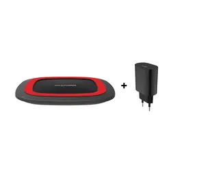 RealPower FreeCharge-10 czarno-czerwony / Bezprzewodowa ładowarka do smartfona / 10W