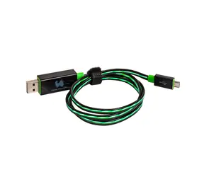 Kabel USB RealPower USB 2.0 USB-A - Micro-B 75 cm LED zielony