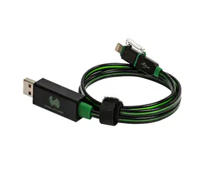 Kabel USB RealPower 2w1 USB 2.0 USB-A - Micro-B i Lightning 75 cm LED zielony