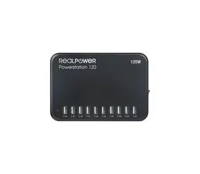 RealPower Powerstation 10 czarny / adapter ładujący dla 10 urządzeń / 120W
