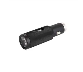 Ładowarka samochodowa USB z latarką RealPower 219736 czarna / 1x USB/ 2400 mA