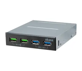 Adapter Akasa AK-ICR-34 / 3,5" 2x USB 3.1 Gen1 / 2x ładowanie USB / Quick Charge 3.0