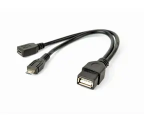 Adapter Gembird OTG Micro USB (M) - USB-A (F) czarny / 1x Micro USB (M) / 1x USB-A (F) / 1x Micro USB (F)