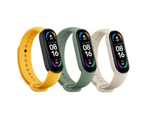 Zestaw 6 pasków do XIAOMI Mi SMART Band / Paski zamienne / Kość słoniowa, oliwka i żółty