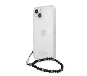 Przezroczysta tylna obudowa Guess PC Script i Black Pearls do Apple iPhone 13 mini