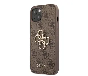 Tylna obudowa Guess PU 4G z metalowym Logo do Apple iPhone 13, brązowa
