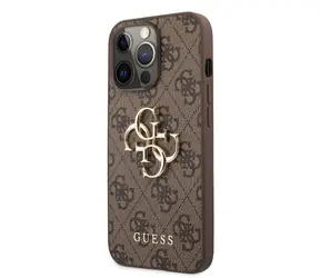 Tylna obudowa Guess PU 4G z metalowym Logo do Apple iPhone 13 Pro w kolorze brązowym