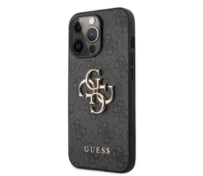 Tylna obudowa Guess PU 4G z metalowym Logo do Apple iPhone 13 Pro Max, szara