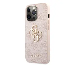 Tylna obudowa Guess PU 4G z metalowym Logo do Apple iPhone 13 Pro w kolorze różowym