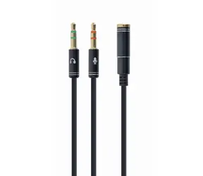 Kabel Gembird CCA-418M 2x jack 3,5mm (M) na jack 3,5mm (4pin F) / 0,2 m