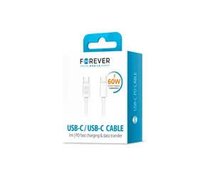 Forever Kabel do transmisji danych USB-C (M) - USB-C (M) 1m biały / 3A