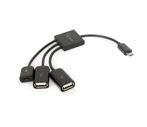 Gembird UHB-OTG-02 Hub Micro-USB OTG czarny / 3x USB-A (F) / 1x Micro-USB (M)