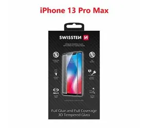 Swissten Ultra Durable szkło 3D FULL GLUE do Apple iPhone 13 Pro Max w kolorze czarnym