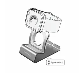 Swissten Aluminiowy stojak na Apple Watch w kolorze srebrnym