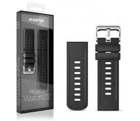 Pasek silikonowy Aligator 22mm w kolorze czarnym